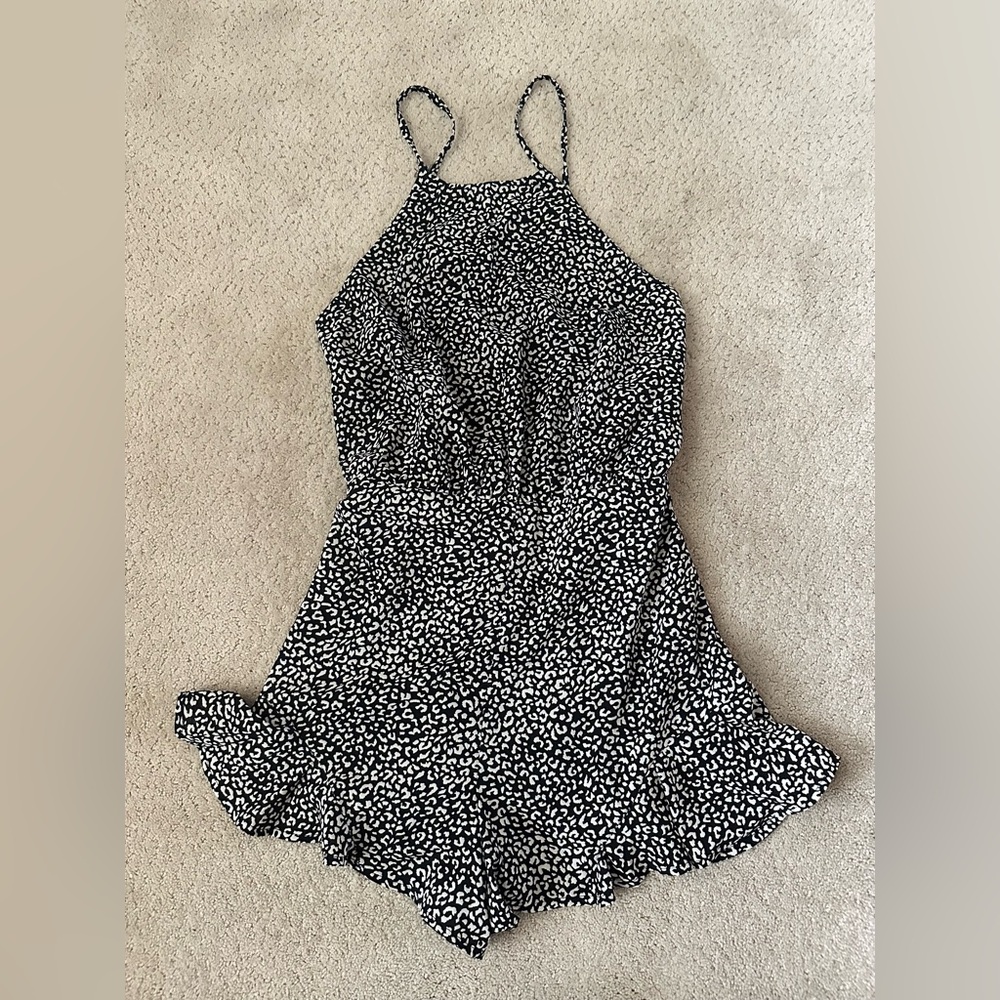 She + Sky Monochrome Animal Print Cross Back Romper